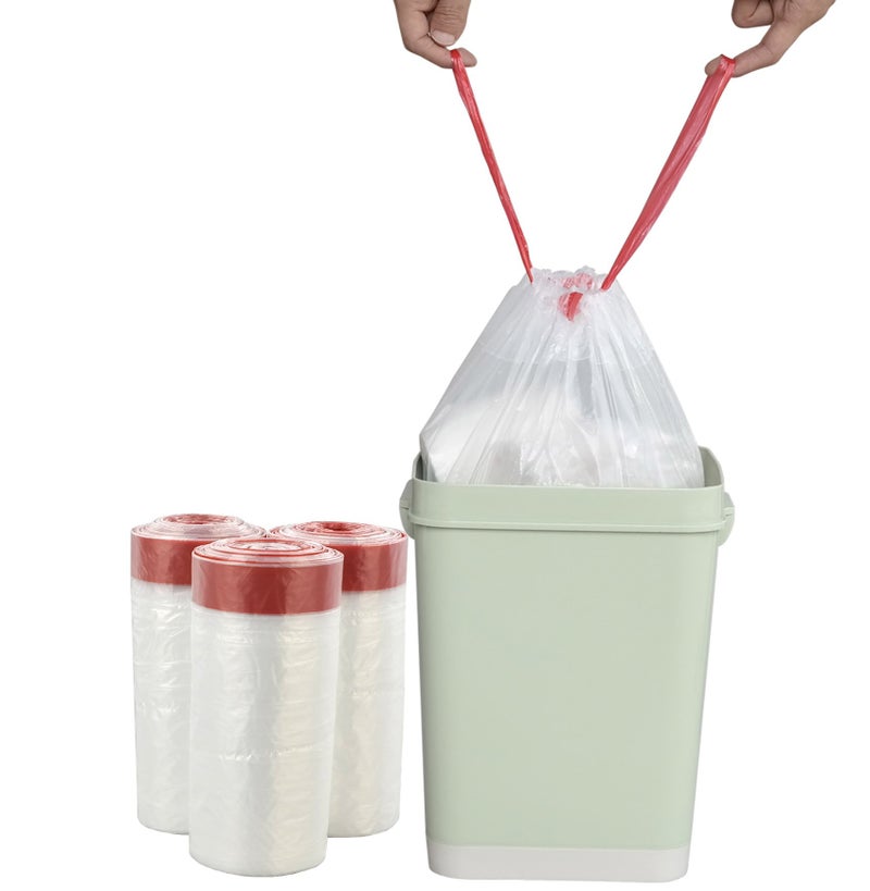 Pekky 26 Gallon Small Drawstring Trash Bags Clear Heavy Duty 120 Counts